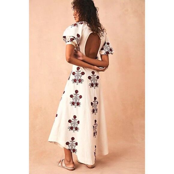 NWT FREE PEOPLE CACTUS FLOWER EMBROIDERED MIDI MAXI DRESS - Picture 7 of 7